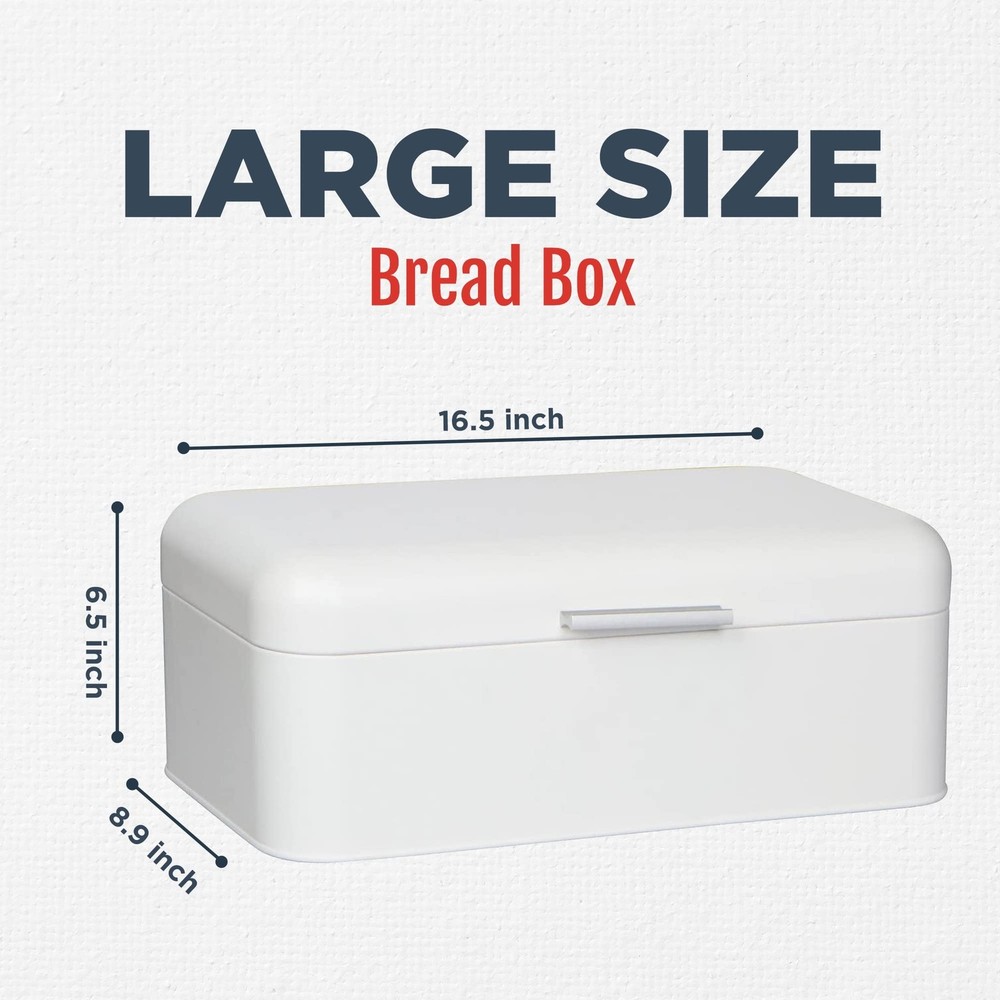 Culinary Couture Extra Large White Bread Box for Kitchen Countertop - Holds 2...