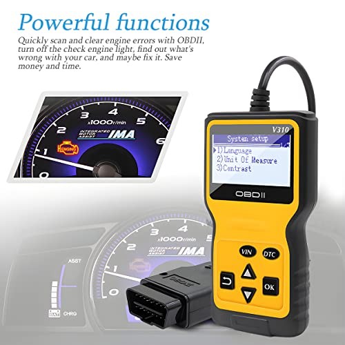 OBD2 Scanner Code Reader for Car Check Engine, CAN Diagnostic Tool, Yellow