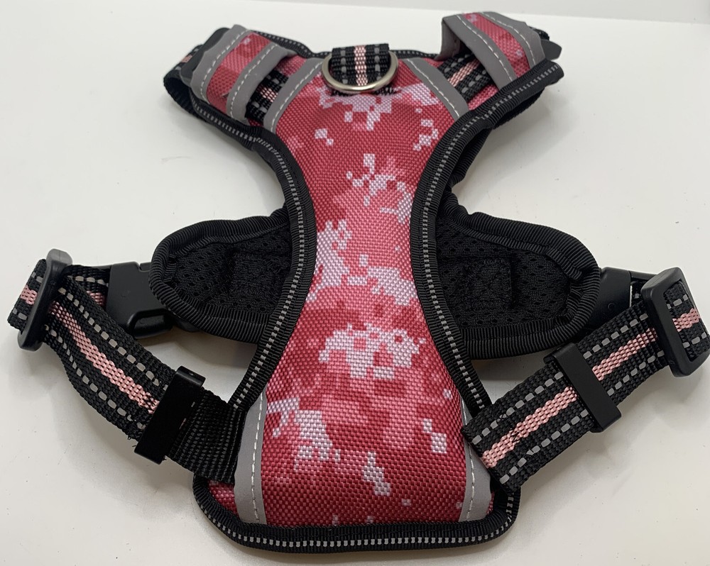 WINSEE Pink Camo, No Pull Pet Harness with Dog CollarAdjustable Reflective Small