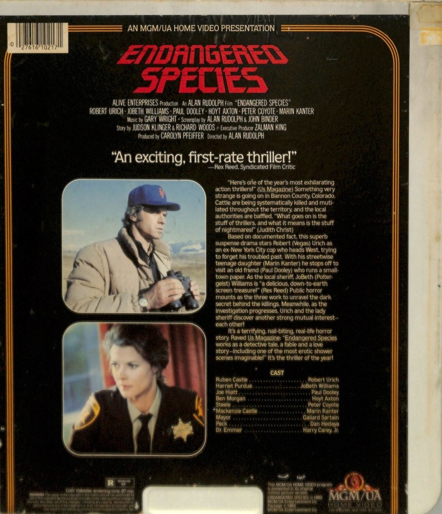 Endangered Species (1982) CED RCA SelectaVision TESTED WORKING