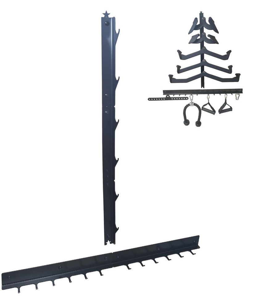 Lat Pull Down Bar Storage Rack Wall Organizer Fits Cable Attachments Gym