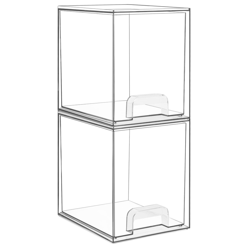 7.6" H Clear Stackable Storage Drawers 2 Pack Plastic Organizers Bins for Ski...