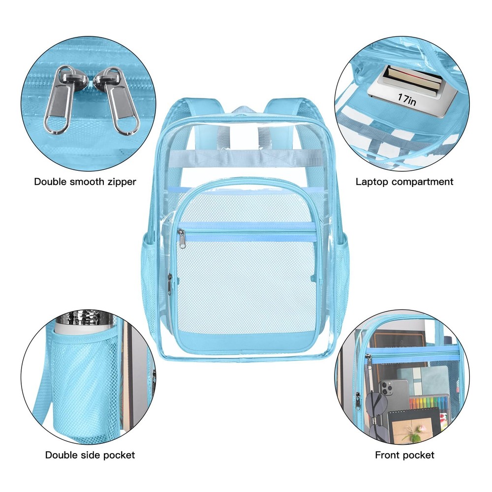 Clear BackpackSturdy Shape Heavy Duty Large Clear Backpack for Stadium Work T...