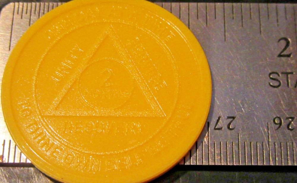 Alcoholics Anonymous Plastic AA 2 Month Poker Chip Medallion Token