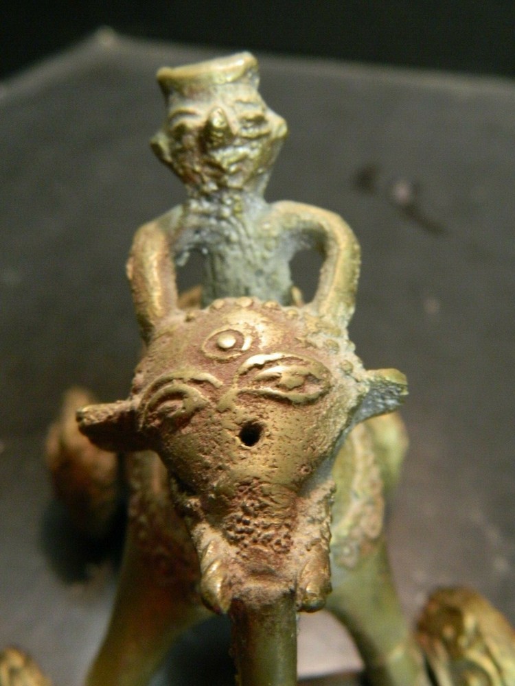 Antique India Brass / Bronze Devotional Shrine Temple Elephant Pull Toy Good Con
