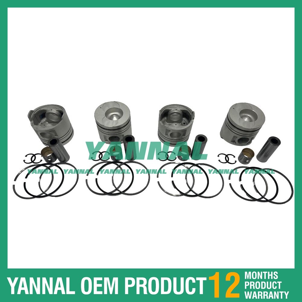 4x BD30 Piston Kit With Piston Ring STD For Nissan diesel engine parts
