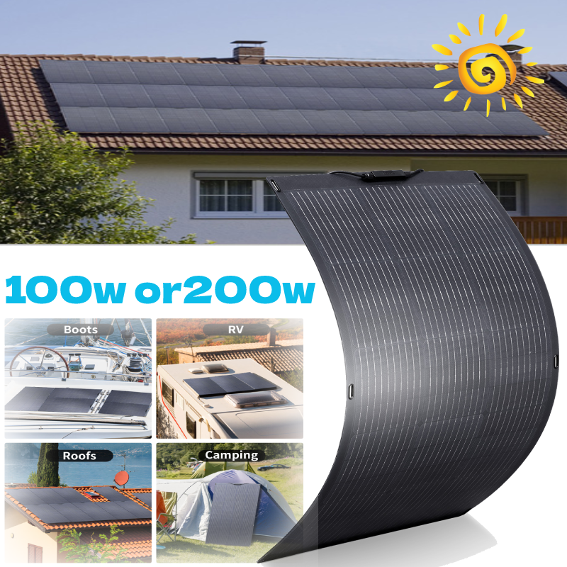 ALLPOWERS 100W OR 200W Flexible Mono Solar Panel Efficiency IP68 Solar Off Grid