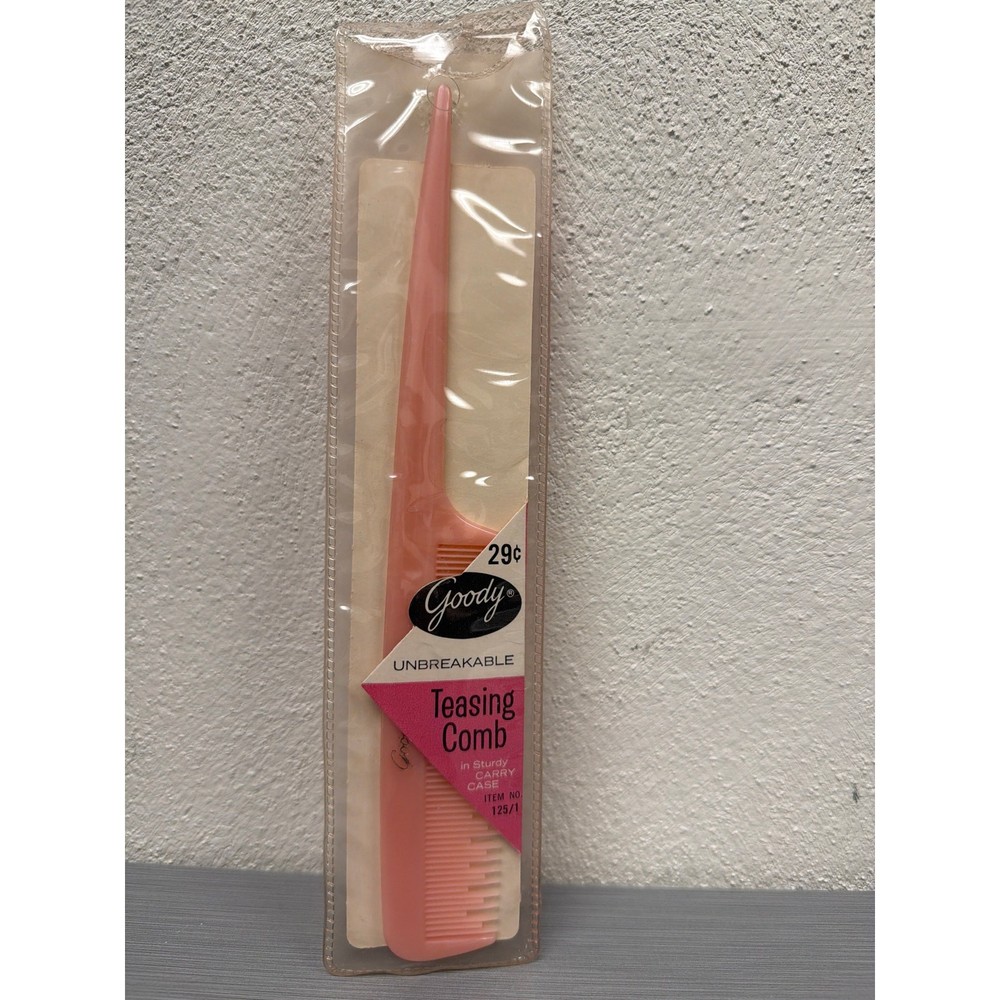Vintage Goody Unbreakable Teasing Comb Light Pink #125 Open Package