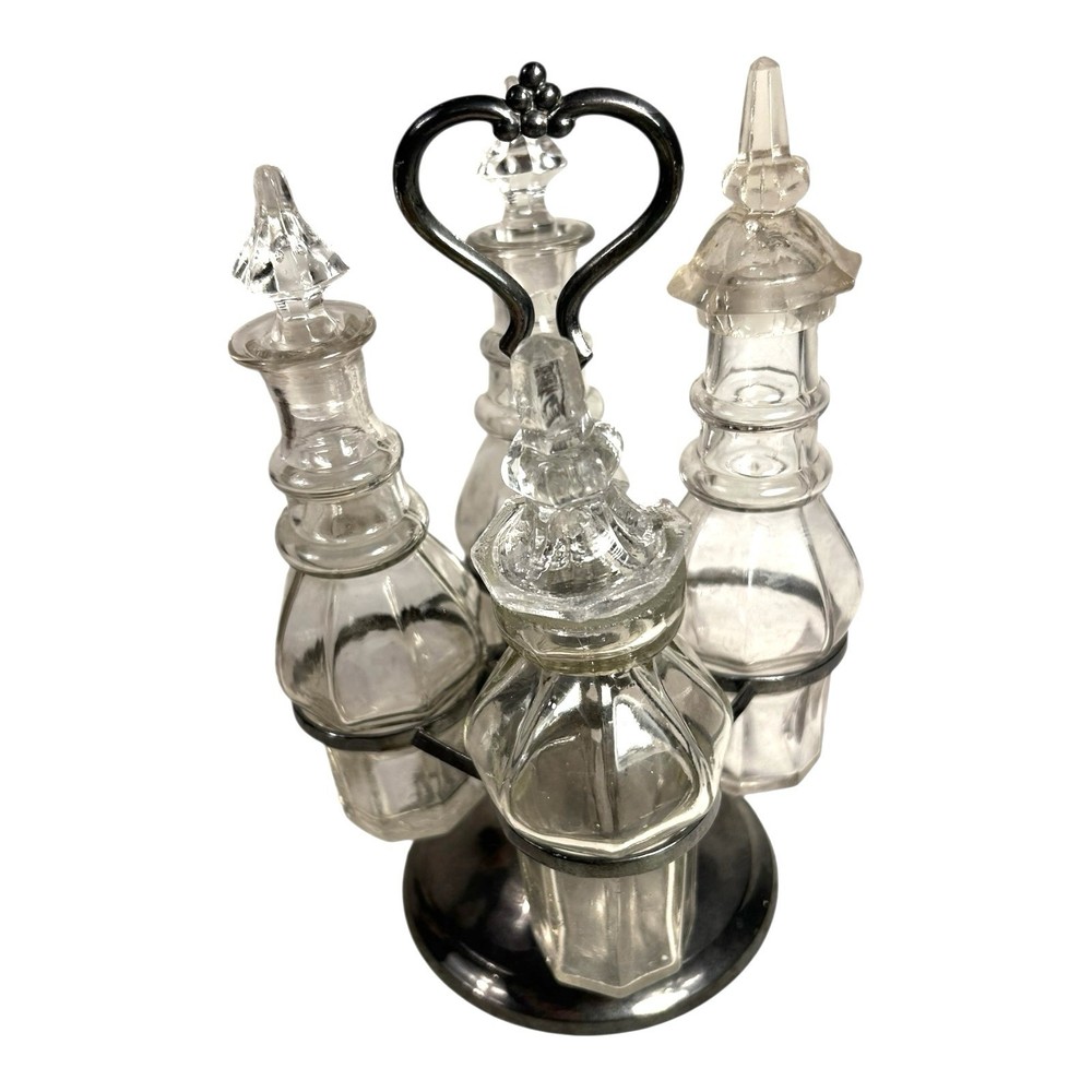 Antique Spinning 4 Piece Condiment Set