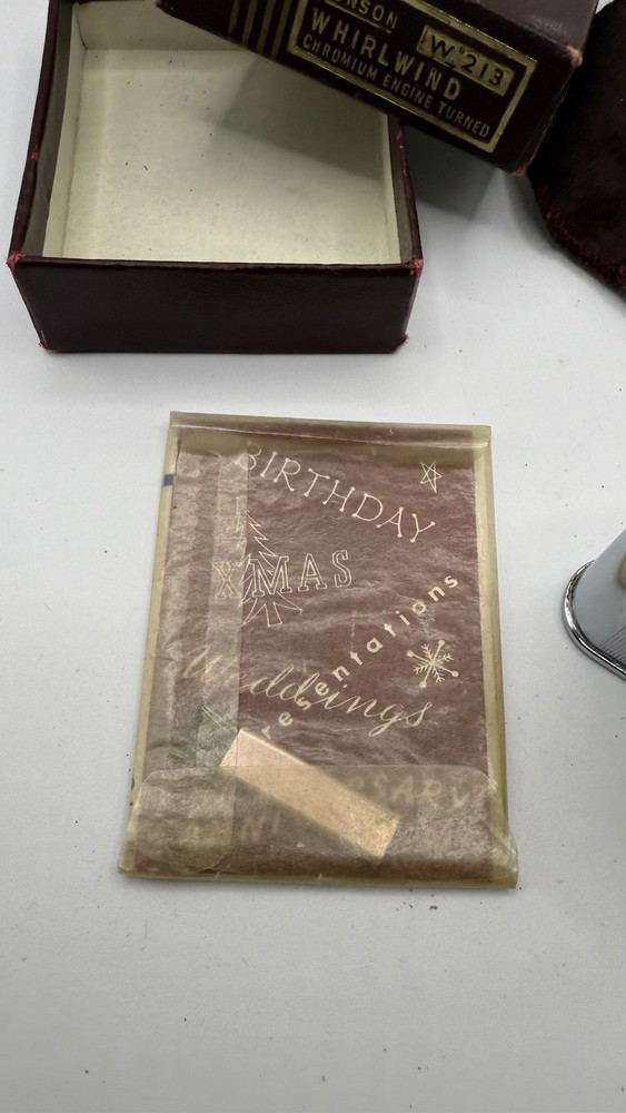 Vintage Ronson Whirlwind W213,Chromium Engine Turned,Original Box,Mint Condition