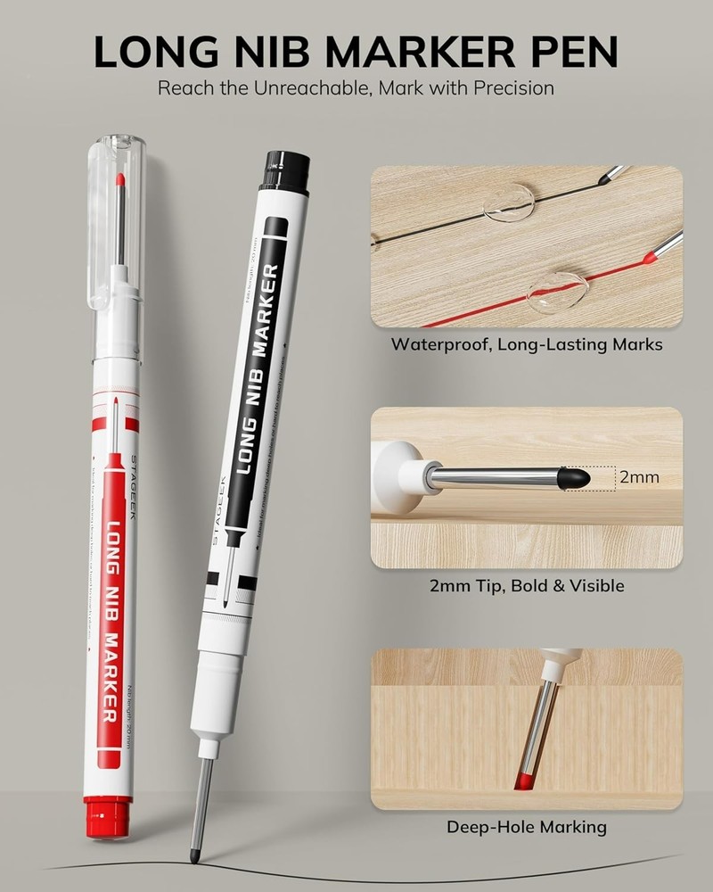 2PCS Carpenter Pencils with Sharpener Heavy Duty Woodworking Tools Mechanical...