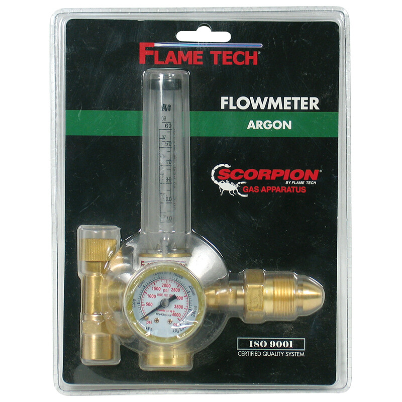Flame Technologies 100-FL-AR-60-580 Argon Flow Meter & Regulator for MIG & TIG
