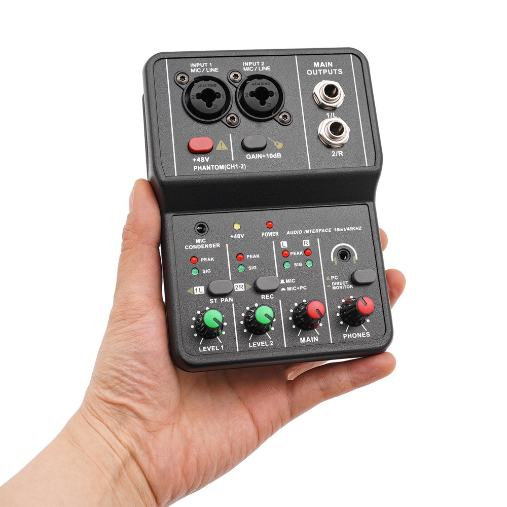 2Channel Mini Audio Mixer Bluetooth USB DJ Sound Mixing Console Amplifier Studio