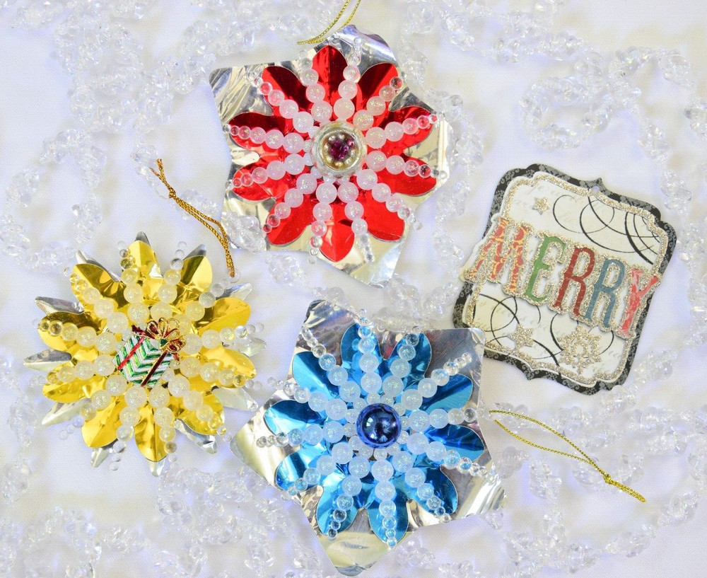 Handcrafted Snowflakes Vintage Look Christmas Ornaments
