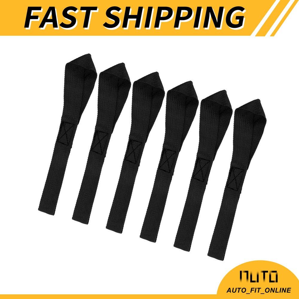 SIX Black 2.5 x 20.5cm Cargo Belt Loop Tie Down Strap for Motorcycle