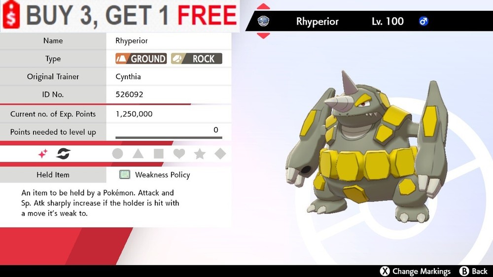 ✨Shiny Rhyperior✨Pokemon Sword and Shield Perfect IV🚀Fast Delivery🚀