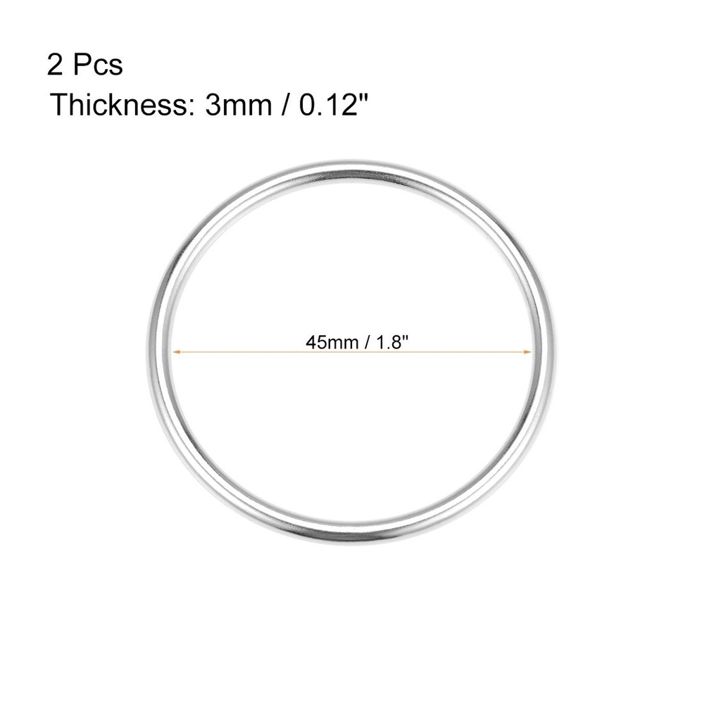 2pcs Ring O Buckle 1.8" (45mm) Silver Tools Bags Craft DIY