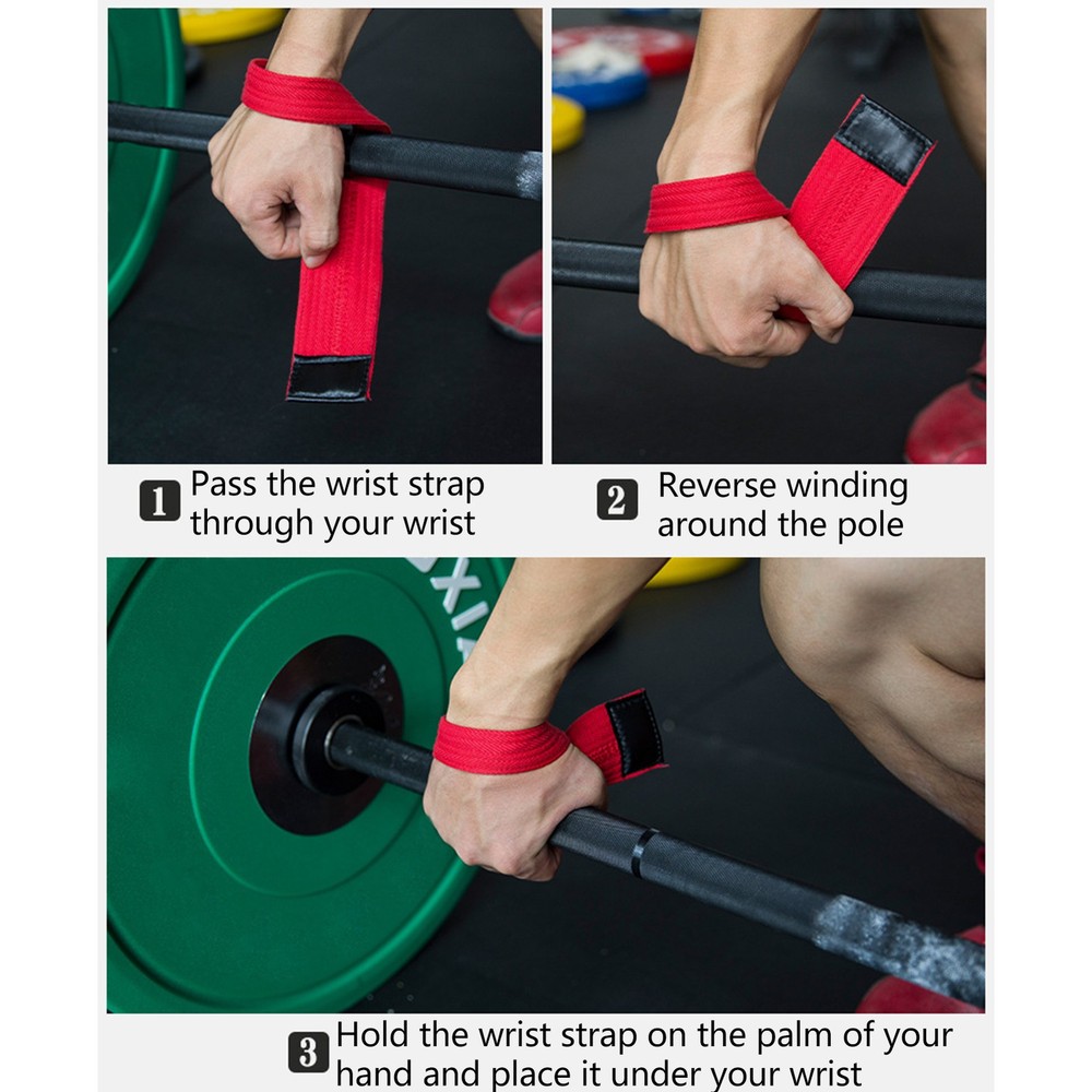 1 Pair Soft Polyester Weight Lifting Wrist Strap For Strength Training GPZB