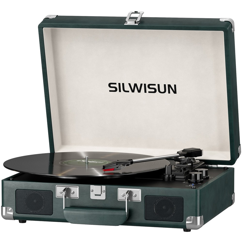 Record Player with Speakers, Bluetooth Vinyl Record Player with Recording