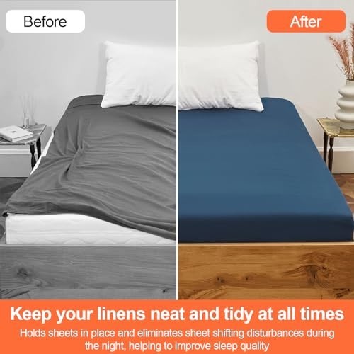 4 or 8 Pcs Sheet Straps with Metal Clips, Triangle Bed Straps