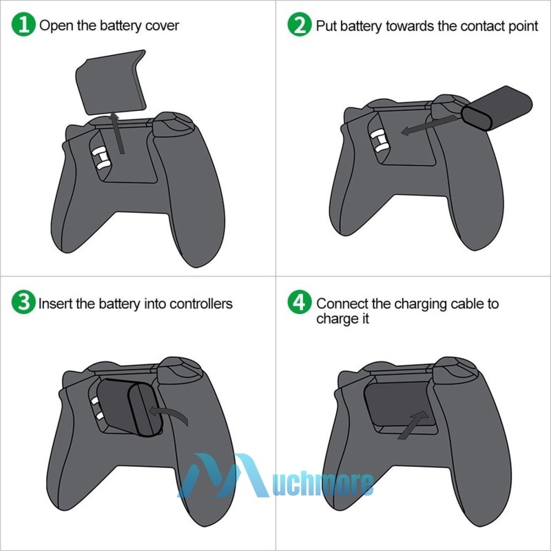 For XBOX One Controller 1400mAh Rechargeable Battery Pack w/ 9ft Charging Cable