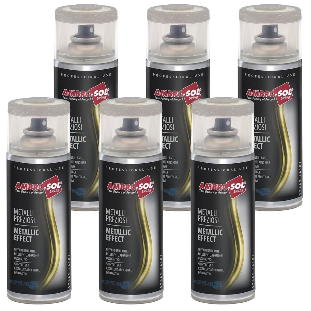 6x Mirror Effect Enamel Spray Can Precious Metals Chrome Silver_