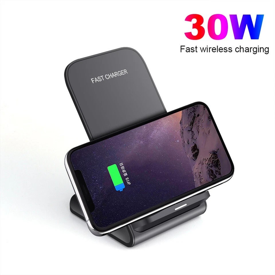30W Wireless Charger Charging Stand Dock For Samsung iPhone Android Cell Phone