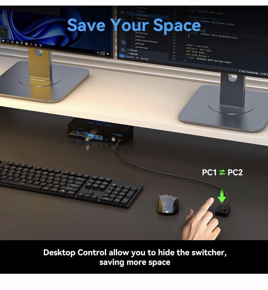 4K120Hz HDMI KVM Switch 2 Monitors 2 Computers 8K USB 3.0