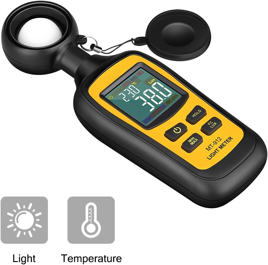 Light Meter Digital Illuminance Meter Handheld Ambient Temperature Measurer, Ran