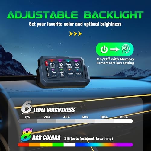 P1s-W, 328FT Remote Control Range, RGB 8 Backlight 8 Gang Wireless Switch Panel