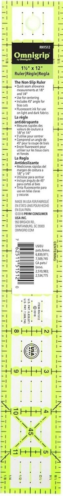 Versatile 1.5" x 12" Acrylic Ruler with Left/Right Hand Numbering & Angle System