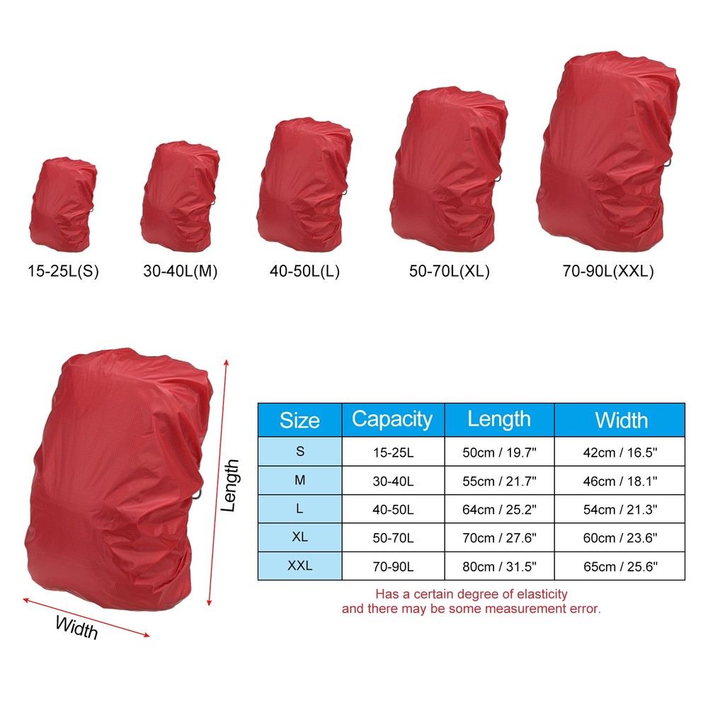 15-25L Backpack Rain Cover with Drawstring Bag, S, Red Checkered