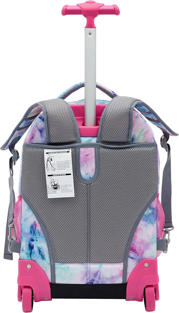 18" Rolling Backpack with Shoulder Straps, Tye Dye