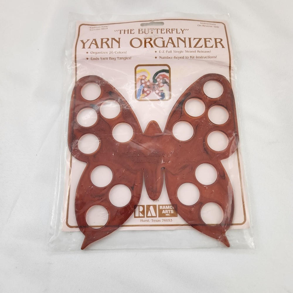 Tortoise Shell Butterfly Yarn Organizer Vintage