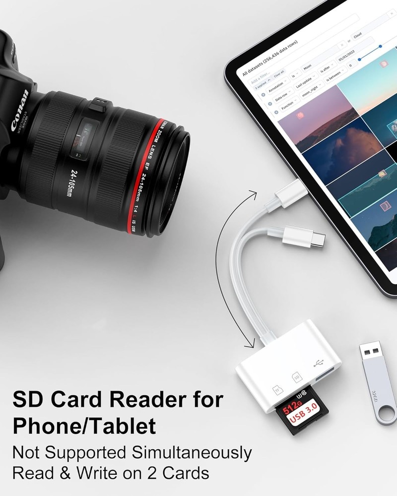 High-Speed USB C to SD Card Reader - Compatible with iPhone & Android Devices