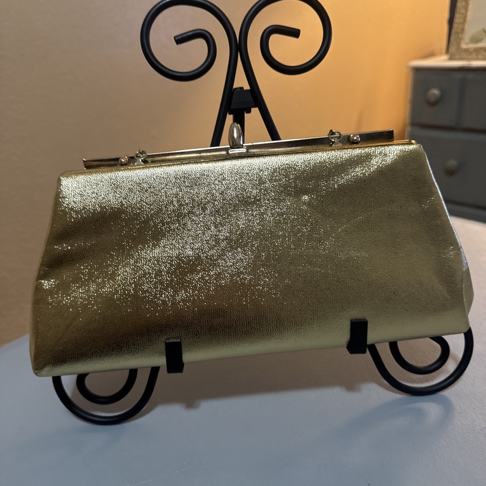1950s Gold Clutch w/ Gold Chain Strap.