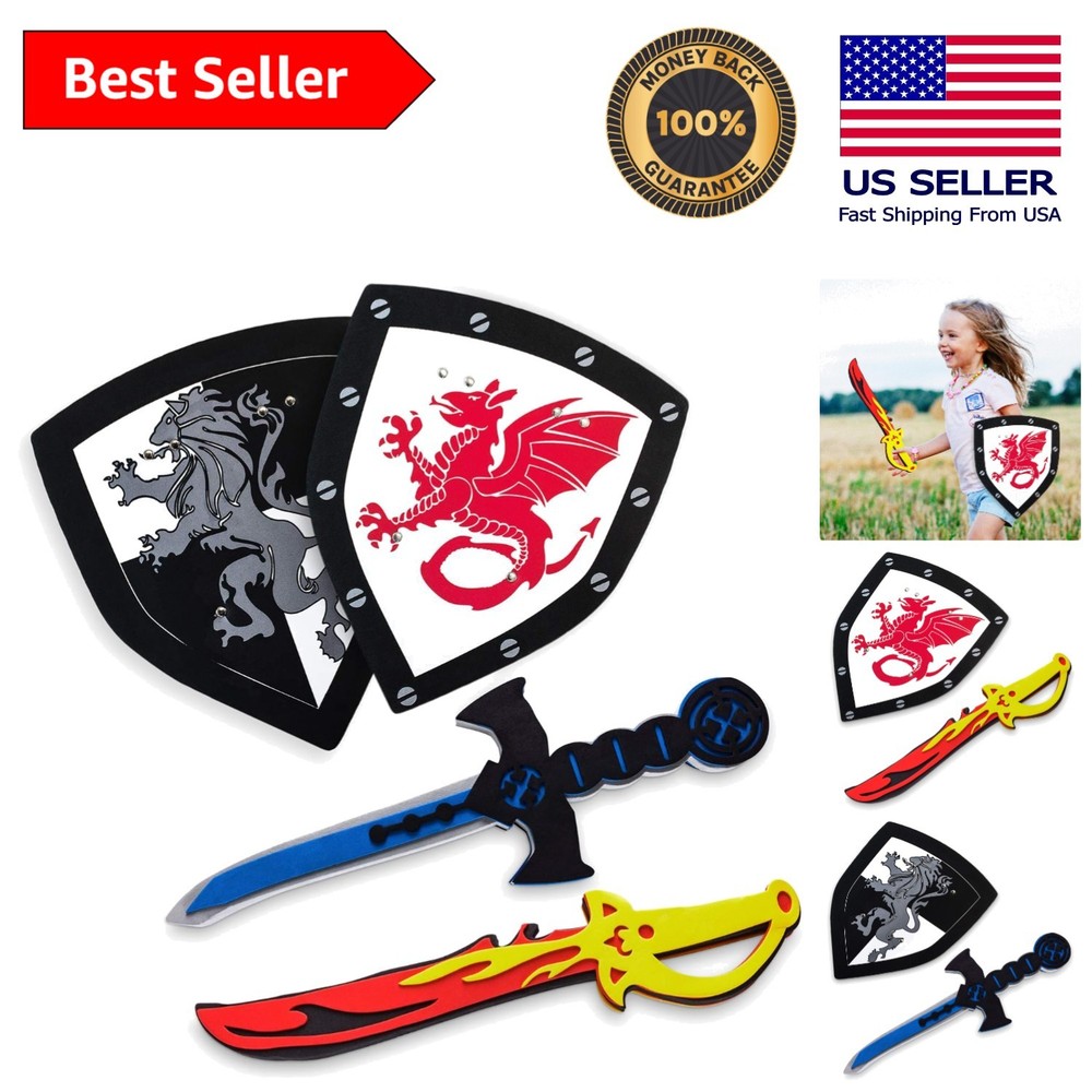 Lightweight Dual Dragon Sword & Shield Set - Exciting Medieval Play for Kids