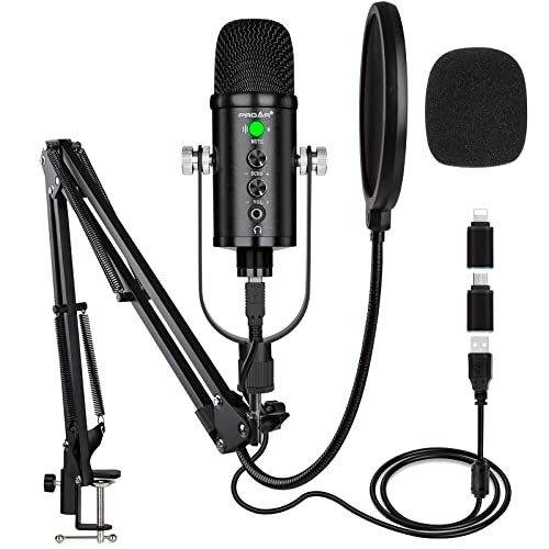 USB Microphone Condenser Computer PC Gaming Mic Podcast Microphone Kit black B