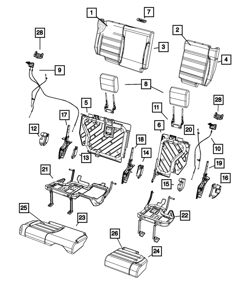 Genuine Mopar Rear Headrest Outboard 5MH82LA3AA