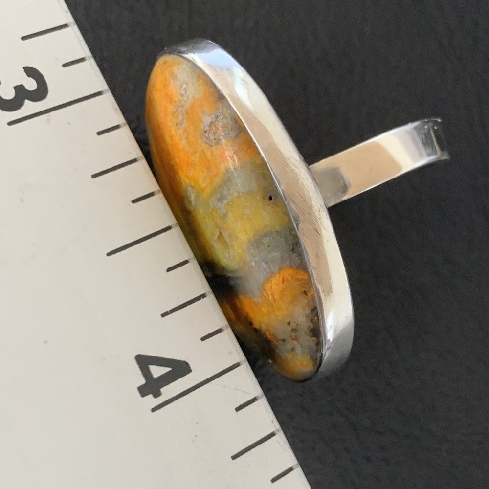 Bumble Bee Jasper Navajo Sterling Silver Ring Size 8 (Adjustable) 11542
