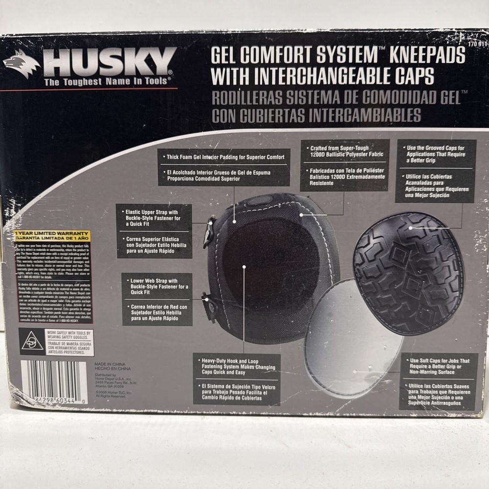 Husky Gel Comfort System Knee Pads w/Interchangeable Caps