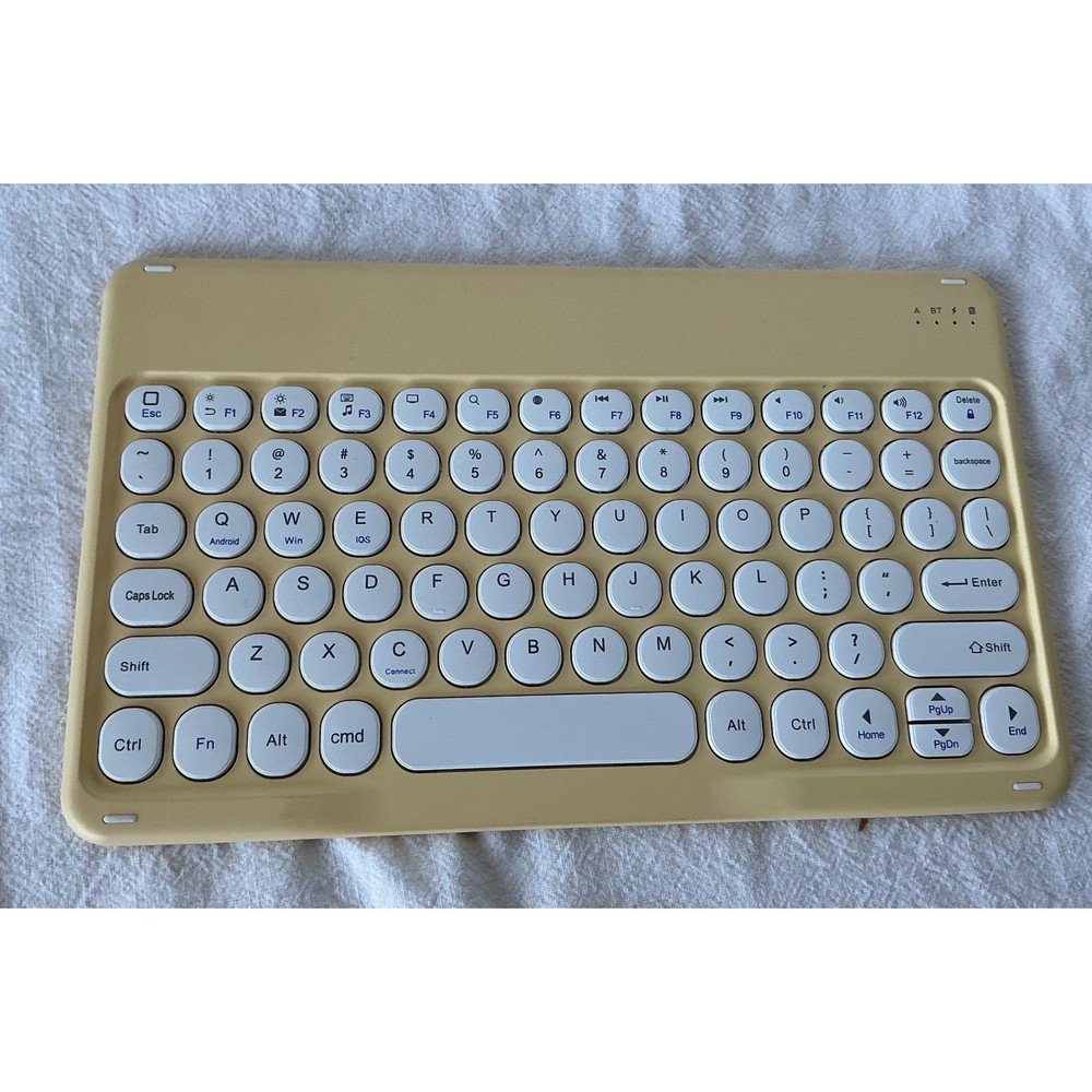 Bluetooth Wireless Keyboard Retro Typewriter Round Keys Yellow Cream
