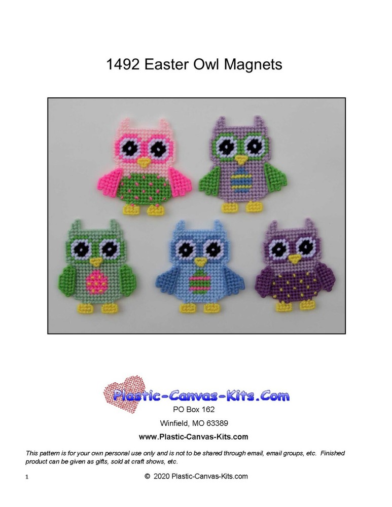 Easter Owl Magnets- Plastic Canvas Pattern or Kit