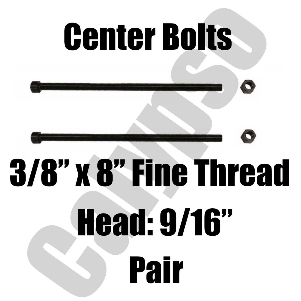 Leaf Spring Center Bolt - 3/8 x 8 (PAIR) Fine Threaded Leaf Bolts with Nuts