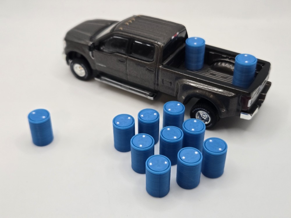 1/64 Scale Plastic 55 Gallon Drums in Blue *12 Pack*