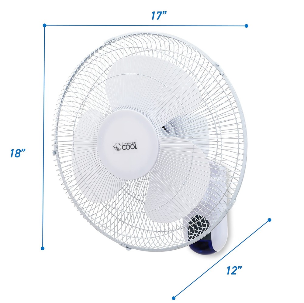 16 inch Wall Fan with Remote, White (CCFWR16W)