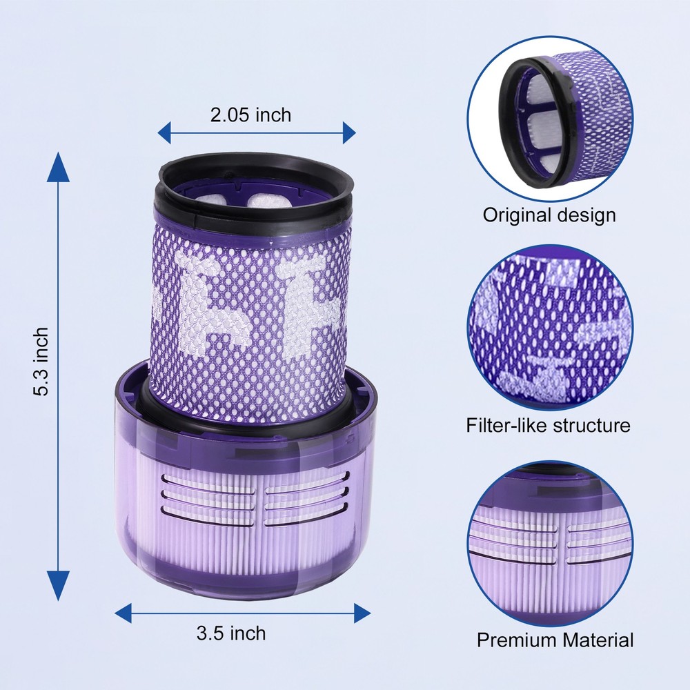 2 PACK Filter Replacement for Dyson V12 Detect Slim Cordless Vacuum and V12 Slim