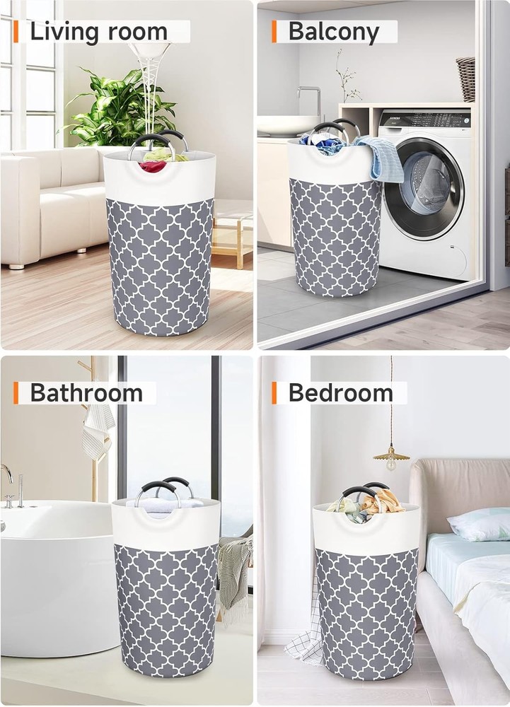 Large Laundry Basket Hamper Bag Washing Bin Clothes 82L, Grey