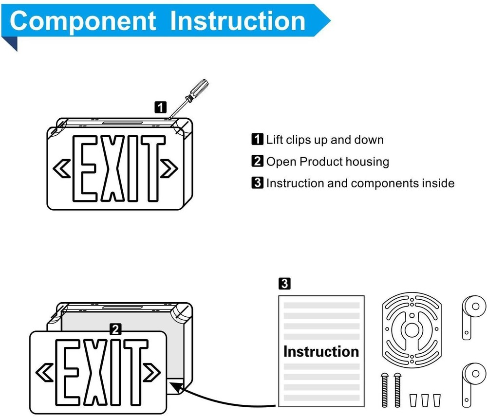 Spectsun 12 Packs LED Green Exit Sign&Emergency Lights Exit Sign Lights Buniess.