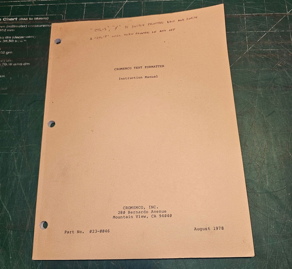 3 CROMEMCO Manuals: Text Formatter/CDOS Text Editor/4FDC Disk Controller 1977-78